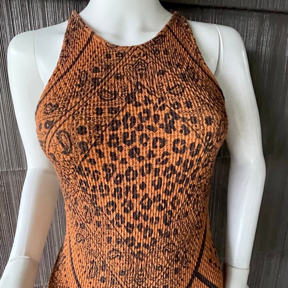 🔥Farm Rio Anthropologie Alyse Knit Leopard Print Bodycon Midi Dress Size M - Picture 8 of 14